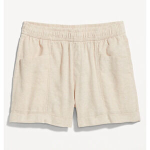 Old Navy High-Waisted Linen-Blend Utility Shorts Plus Size 4X Tan Lightweight